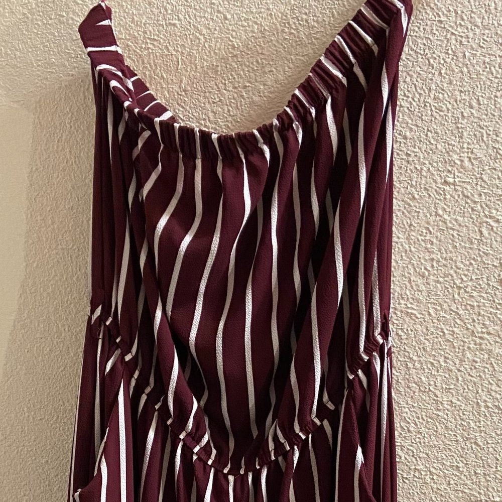 Burgundy Striped Jumpsuit